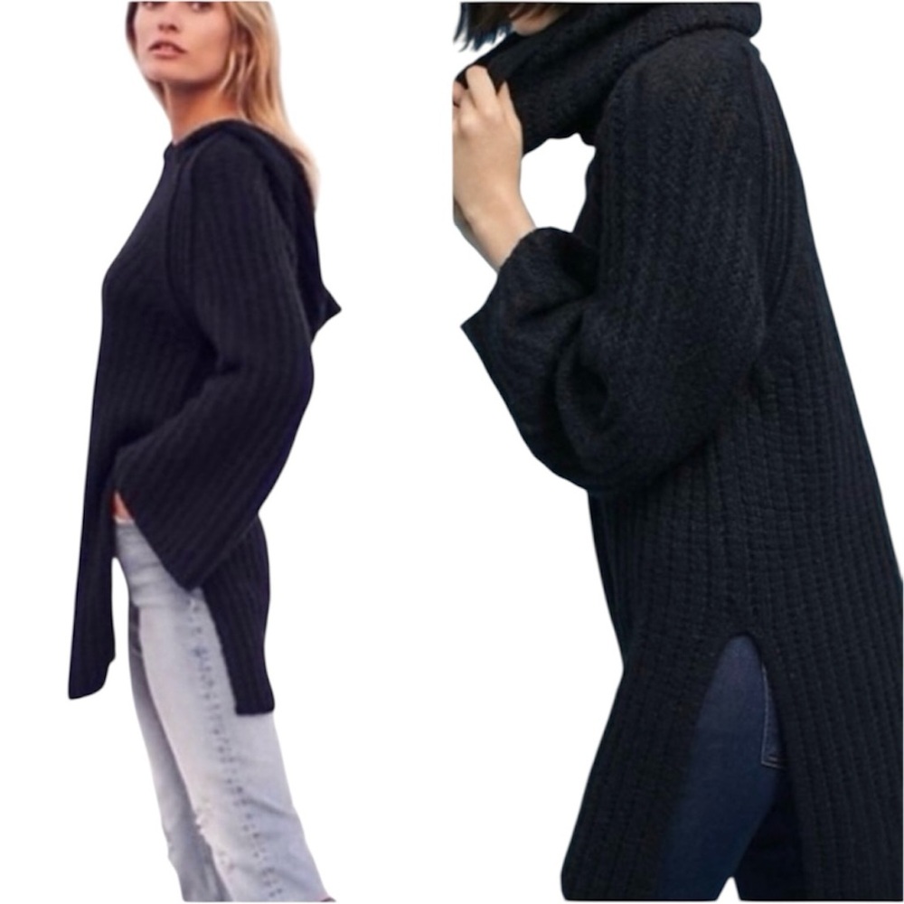 Moth by Anthropologie Black Hooded Tunic
